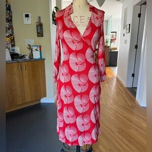 Diane Von Furstenberg Red Silk Wrap Dress